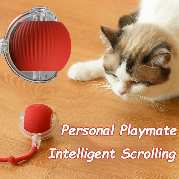 Cat Interactive Ball Toy Automatic Rolling Ball Faux Tail Rechargeable Smart Pet Electric Toy Dog Cat Training Imitate Mouse - Image 3