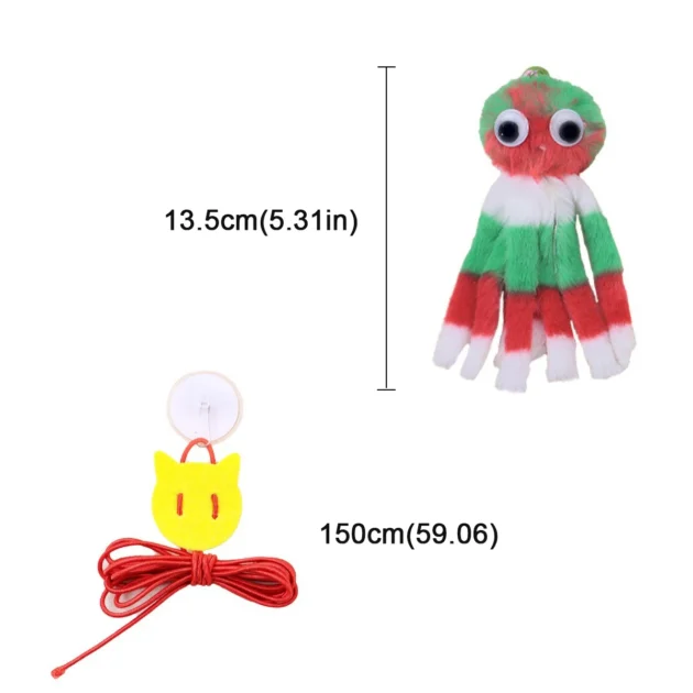 Adjustable Sound Octopus Cat Toy Mint Plush with 1.5ft Elastic Rope Interactive Pet Supplies for Cats - Image 5