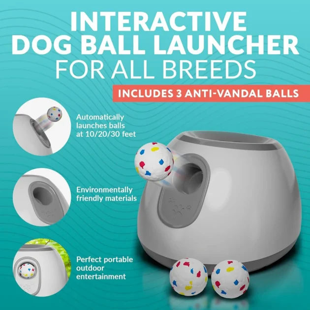 Automatic Ball Launcher for Dogs, 3 Adjustable Distances (3/6/9m), ABS Material, Indoor/Outdoor Play - Image 2