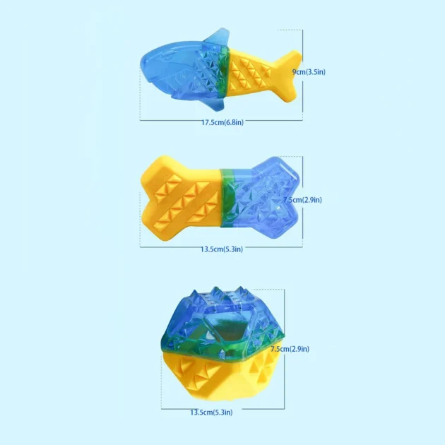 Water-Filling & Freezing Dog Chew Toy, TPR Material, Shark/Bone/Hexagon Shapes for Teething & Cooling - Image 6